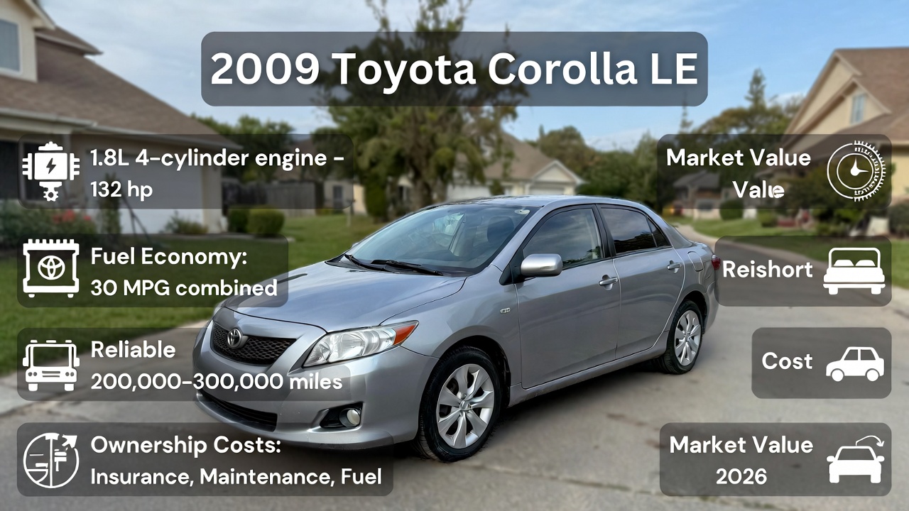 2009 Toyota Corolla LE buyer’s guide overview infographic