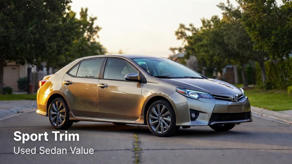 2016 Toyota Corolla S sport trim exterior front three‑quarter view in a suburban setting.