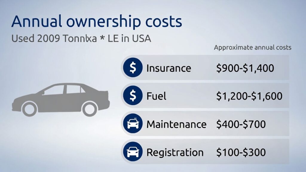 2009 Toyota Corolla LE ownership cost infographic USA