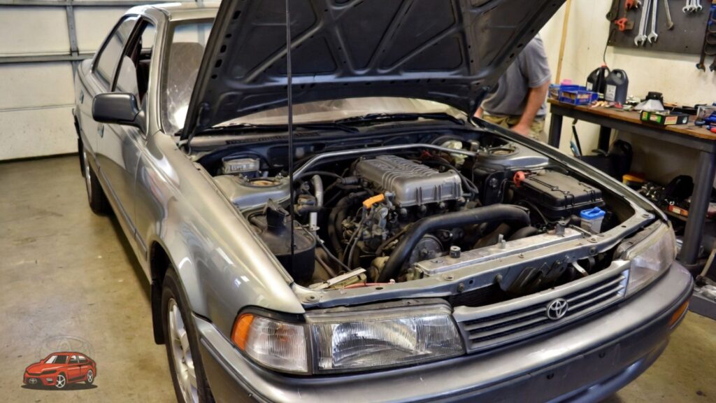 1991 Toyota Camry maintenance and ownership costs image showing mechanic working on engine with low cost repairs