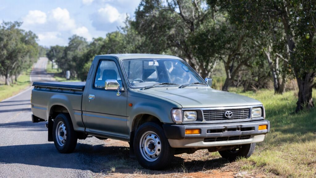 1995 Toyota Pickup parked outdoors, showing rugged and simple compact truck design