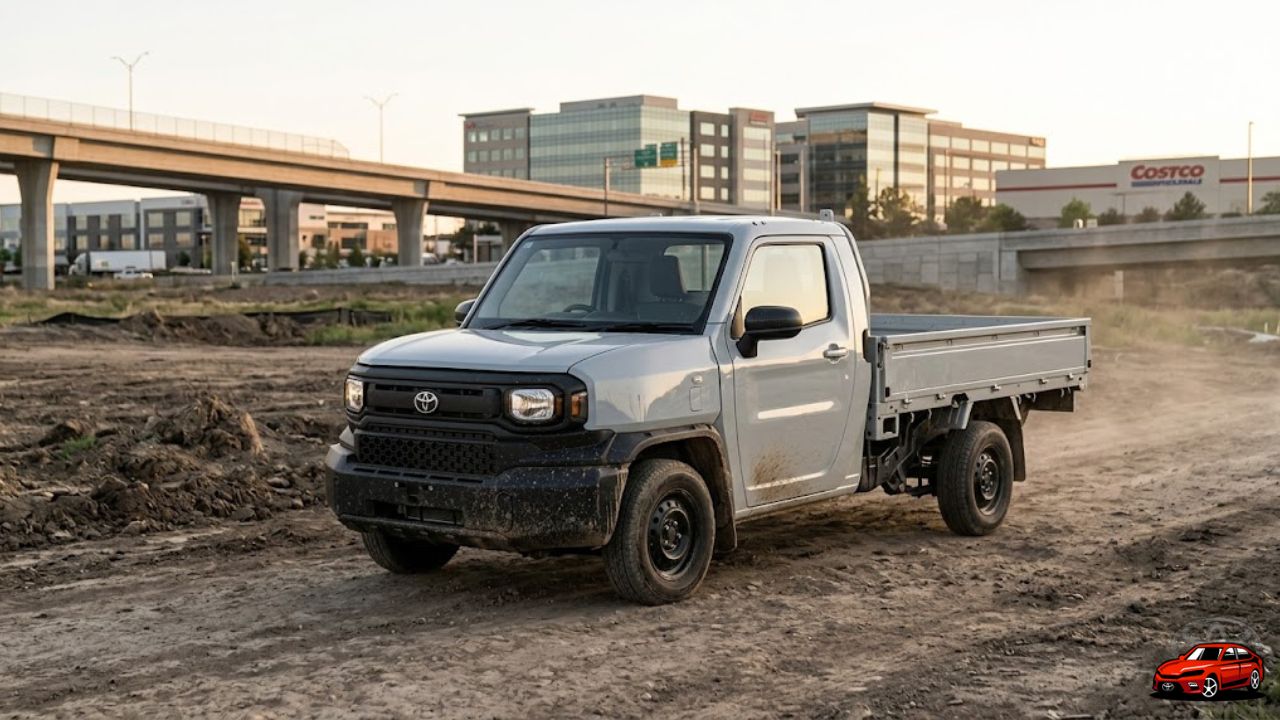 toyota imv 0 usa compact budget pickup truck concept parked on rugged road showing simple design and affordability