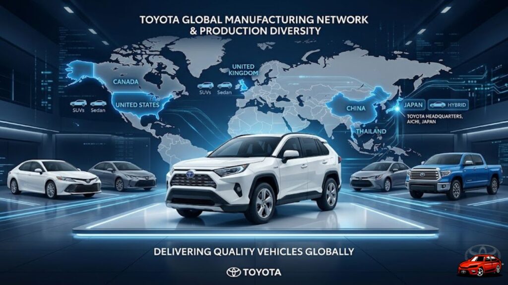 Where are Toyotas made global manufacturing map showing Toyota production in Japan USA Canada and other countries
