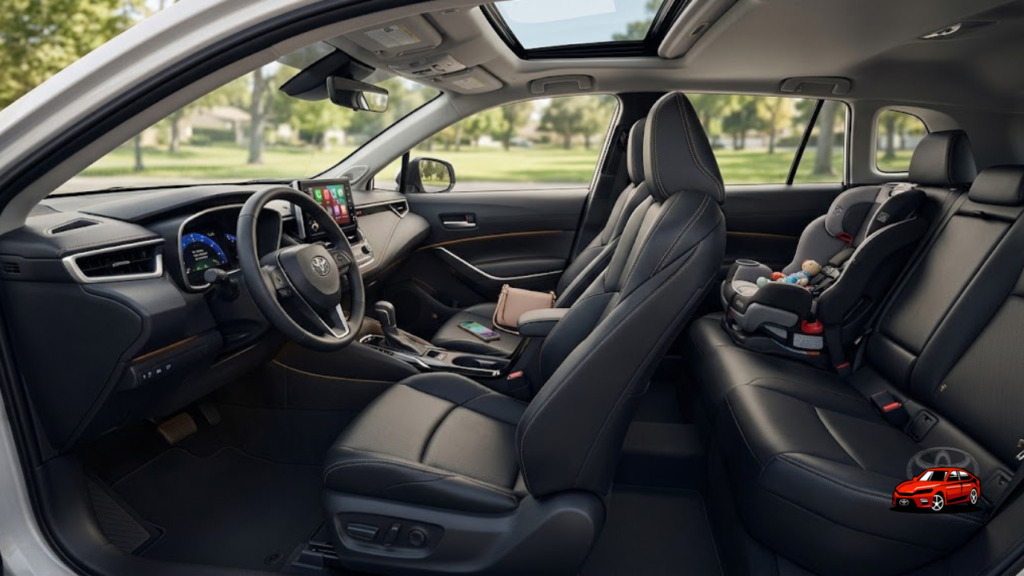 2026 Toyota Corolla Cross premium interior with leather seats 8-inch touchscreen and spacious cabin design